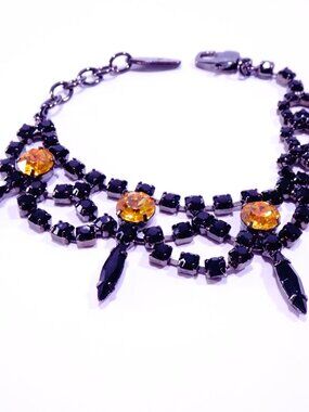 Joomi Lim Black Yellow Swarovski Crystal Split Personality Bracelet NWOT 168